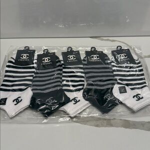 ✅ PRICE IS FIRM ✅ Fashion Women Striped Socks SET in Black, Gray & White